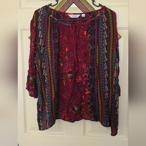Indigo Burgundy Boho Top